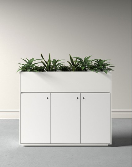 ECO Planter Cabinet White with Lockable Push Open Doors